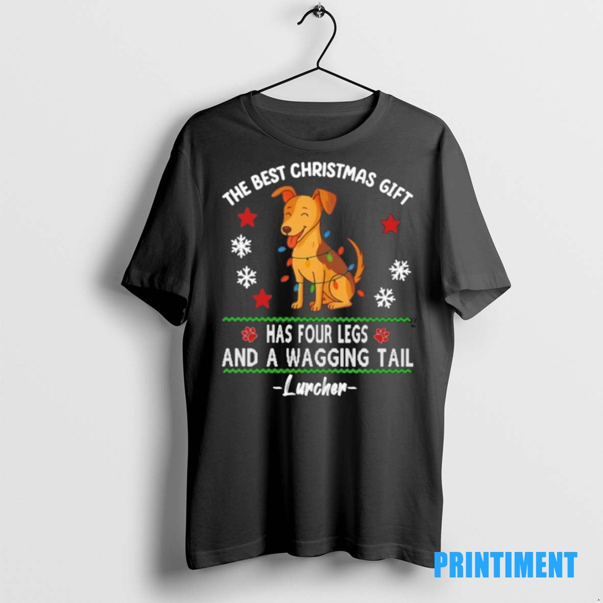 Official Lurcher Best Has Four Legs Wagging Tail Xmas Lights T-Shirts, Hoodie, Sweatshirt - T-Shirt, Sweatshirt, Hoodie