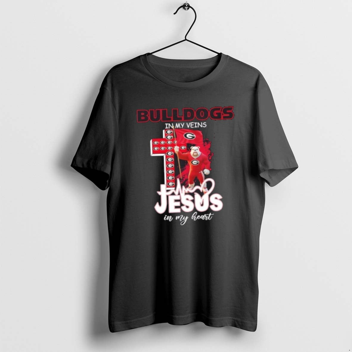 Official Mascots Georgia Bulldogs Flag My Veins Jesus My Heart T-Shirts, Hoodie, Sweatshirt - T-Shirt, Sweatshirt, Hoodie