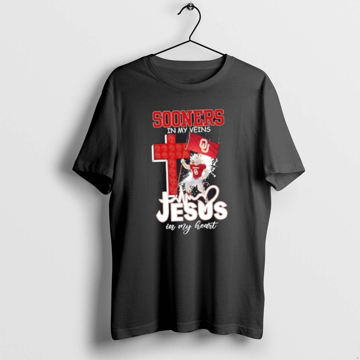 Official Mascots Oklahoma Sooners Flag My Veins Jesus My Heart T-Shirts, Hoodie, Sweatshirt - T-Shirt, Sweatshirt, Hoodie