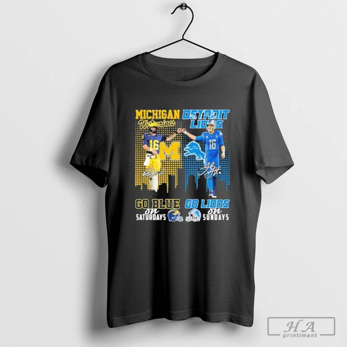 Official Michigan Wolverines Go Blue Saturdays Detroit Lions Go Lions Sundays T-Shirts, Hoodie, Sweatshirt - T-Shirt, Sweatshirt, Hoodie