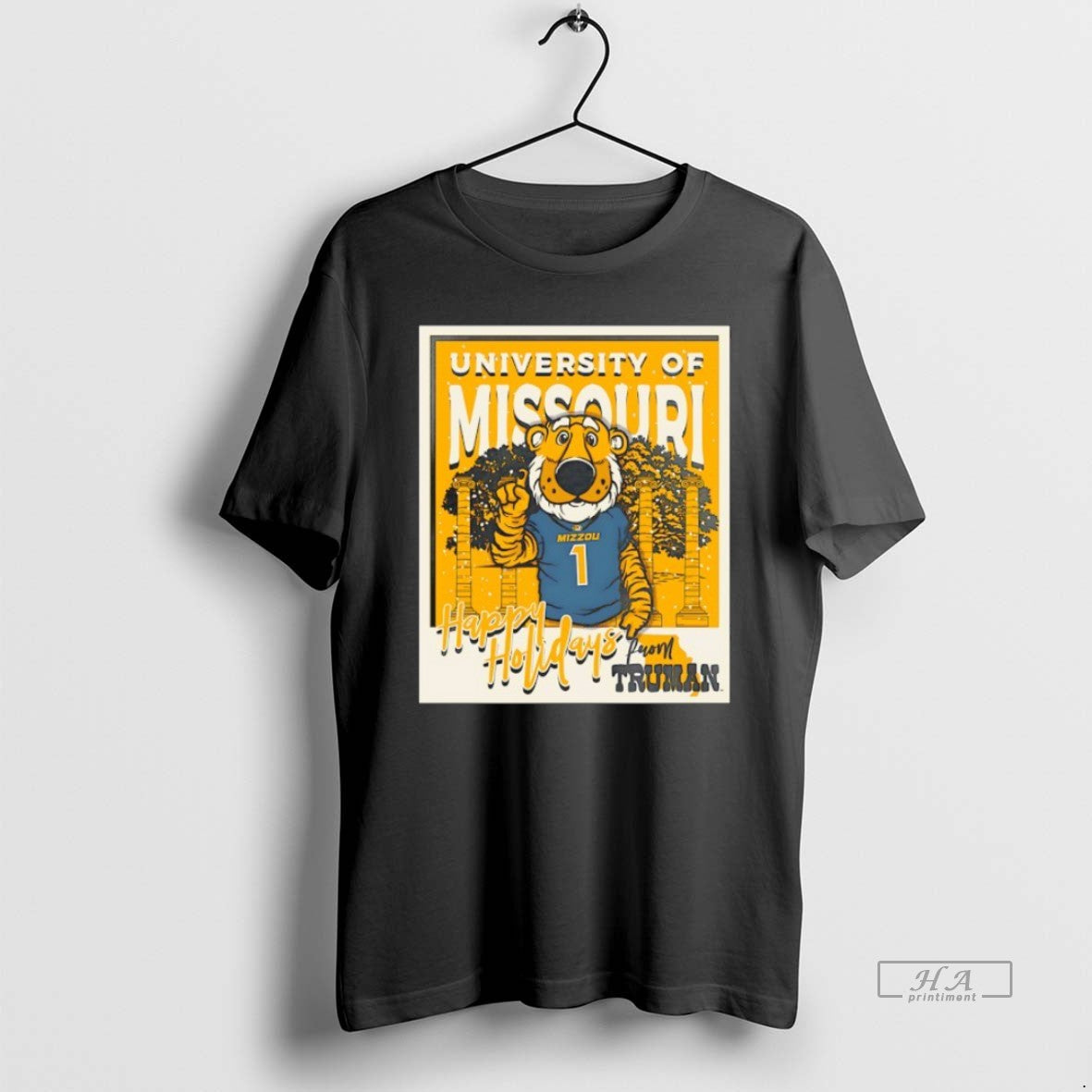 Official Missouri Tigers Happy Holidays Truman Snowy Mascot T-Shirts, Hoodie, Sweatshirt - T-Shirt, Sweatshirt, Hoodie