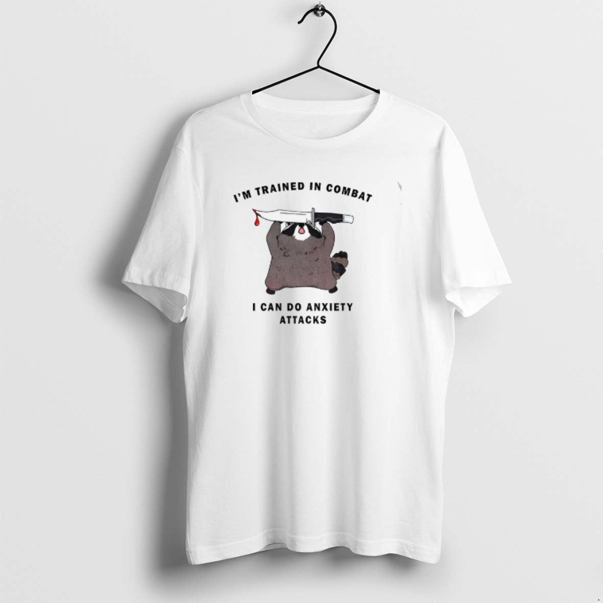 Official Raccoon Coping Anxiety Im Trained Combat I Can Do Anxiety Attacks T-Shirts, Hoodie, Sweatshirt - T-Shirt, Sweatshirt, Hoodie