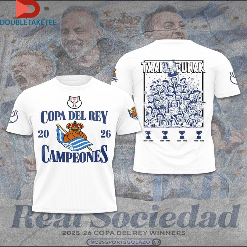 Real Sociedad Copa Del Rey Champions 2026 T-shirts Unisex T-shirt, Sweatshirt, Hoodie, Long Sleeve Tee - T-Shirt, Sweatshirt, Hoodie