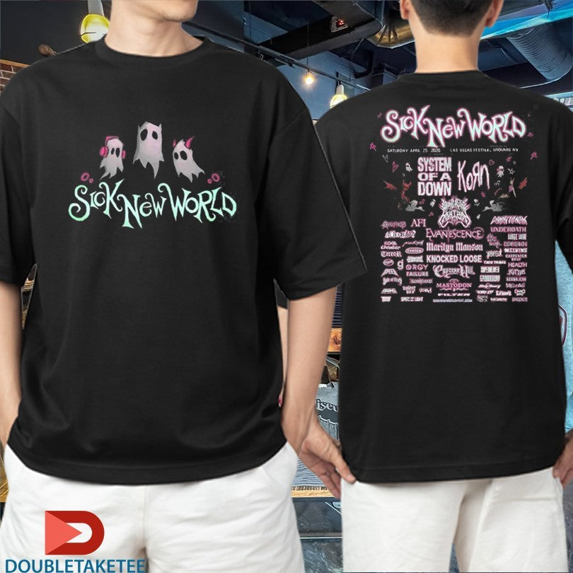 Sick New World Las Vegas Festival On April 25 2026 Full Lineup Ghosts Shirts Unisex T-shirt, Sweatshirt, Hoodie, Long Sleeve Tee - T-Shirt, Sweatshirt, Hoodie