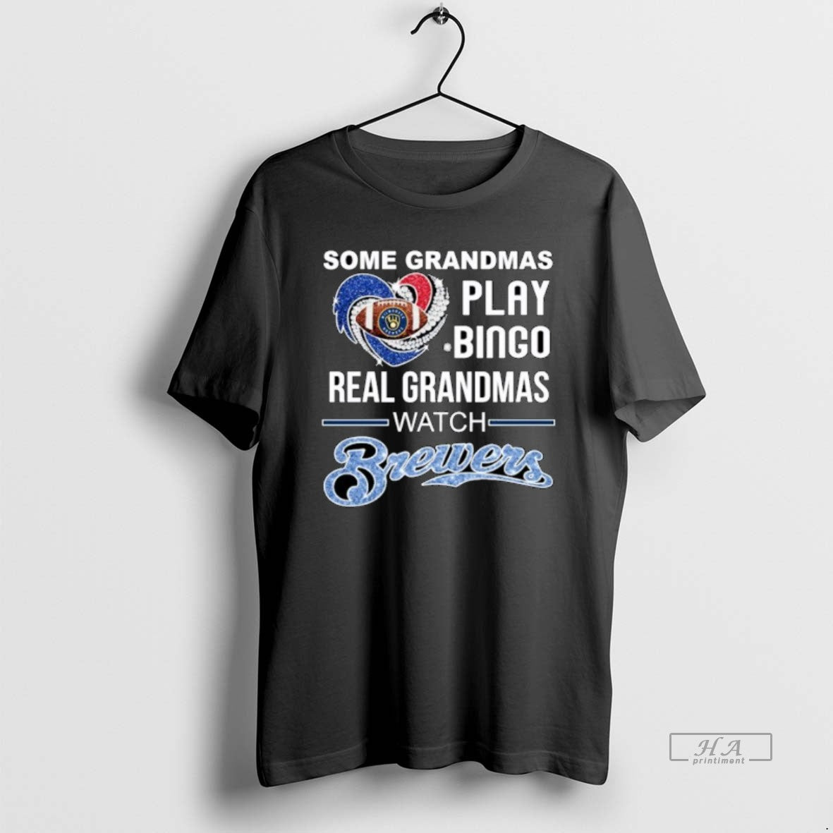 Official Some Grandmas Play Bingo Real Grandmas Watch Milwaukee Brewers Diamond Heart T-Shirts, Hoodie, Sweatshirt - T-Shirt, Sweatshirt, Hoodie