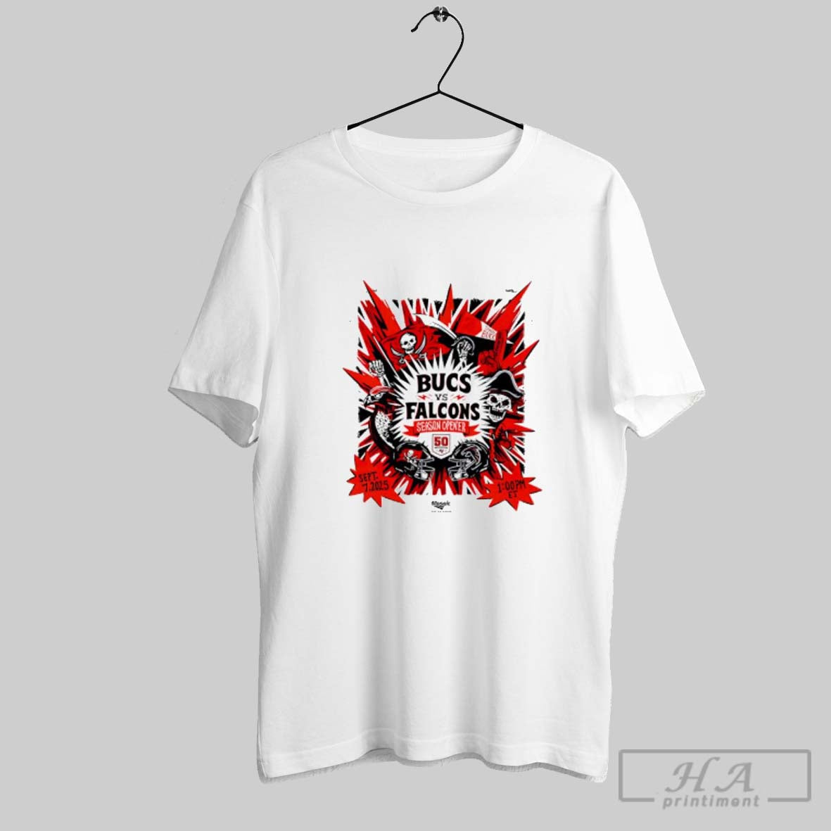 Official Tampa Bay Buccaneers Vs Atlanta Falcons Season Opener 2025 Comic T-Shirts, Hoodie, Sweatshirt - T-Shirt, Sweatshirt, Hoodie