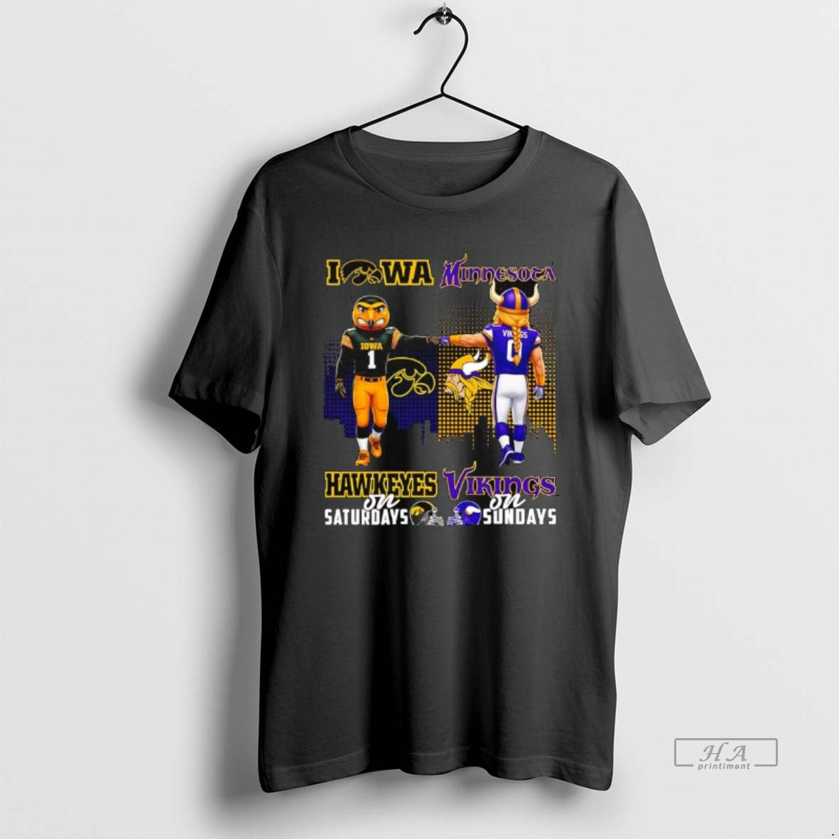 Official Iowa Hawkeyes Saturdays Minnesota Vikings Sundays Mascots Logos T-Shirts, Hoodie, Sweatshirt - T-Shirt, Sweatshirt, Hoodie