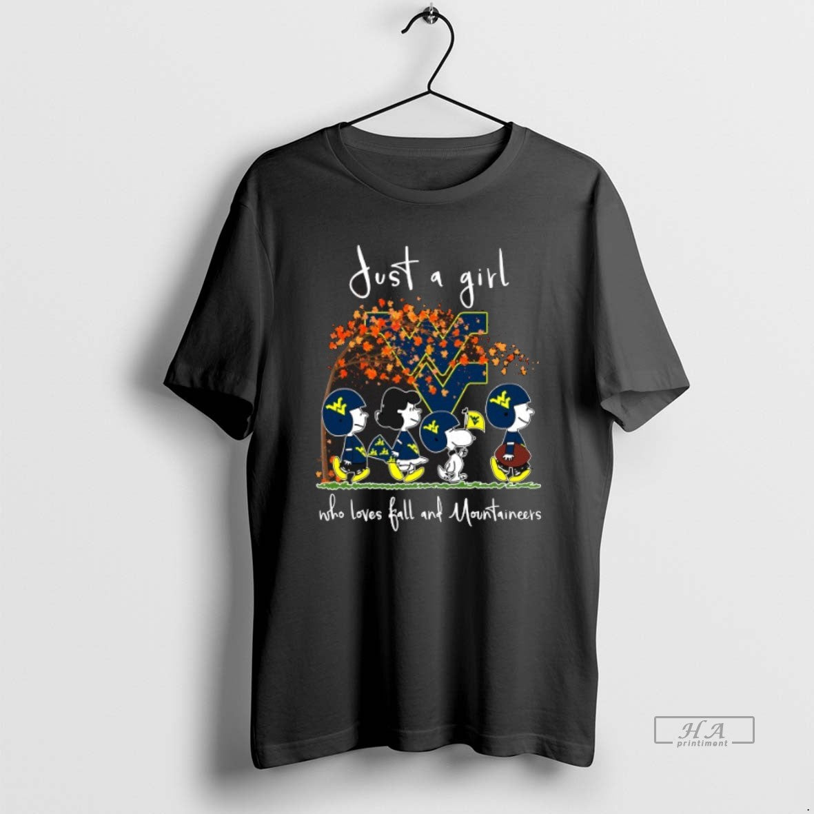 Official 2025 Peanuts Characters Just Girl Who Loves Fall West Virginia Mountaineers T-Shirts, Hoodie, Sweatshirt - T-Shirt, Sweatshirt, Hoodie