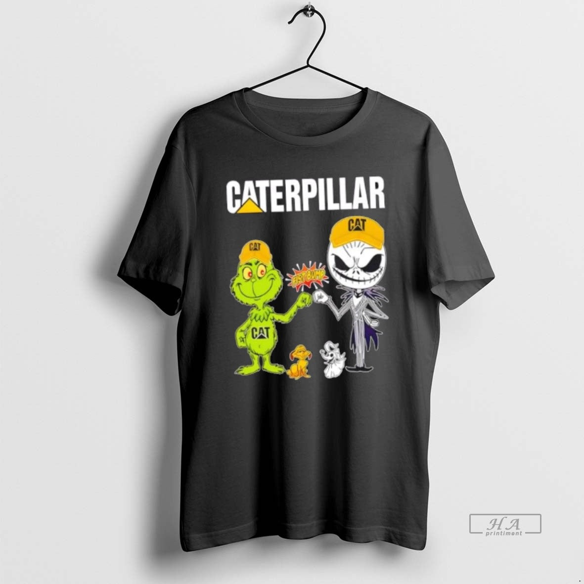Official Caterpillar X Grinch Jack Skellington Fist Bump Uniwilling Friends T-Shirts, Hoodie, Sweatshirt - T-Shirt, Sweatshirt, Hoodie