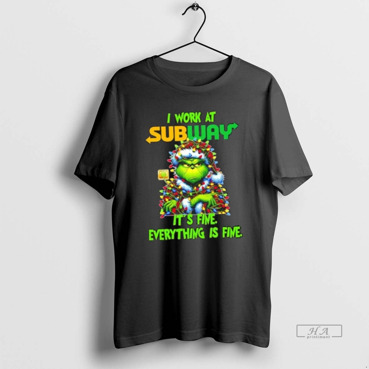 Official Grinch Tree X Subway I Work Fine Everything Is Fine T-Shirts, Hoodie, Sweatshirt - T-Shirt, Sweatshirt, Hoodie