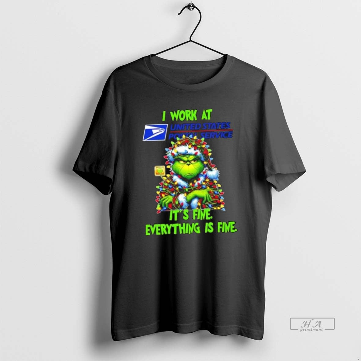 Official Grinch Tree X Usps I Work Fine Everything Is Fine T-Shirts, Hoodie, Sweatshirt - T-Shirt, Sweatshirt, Hoodie