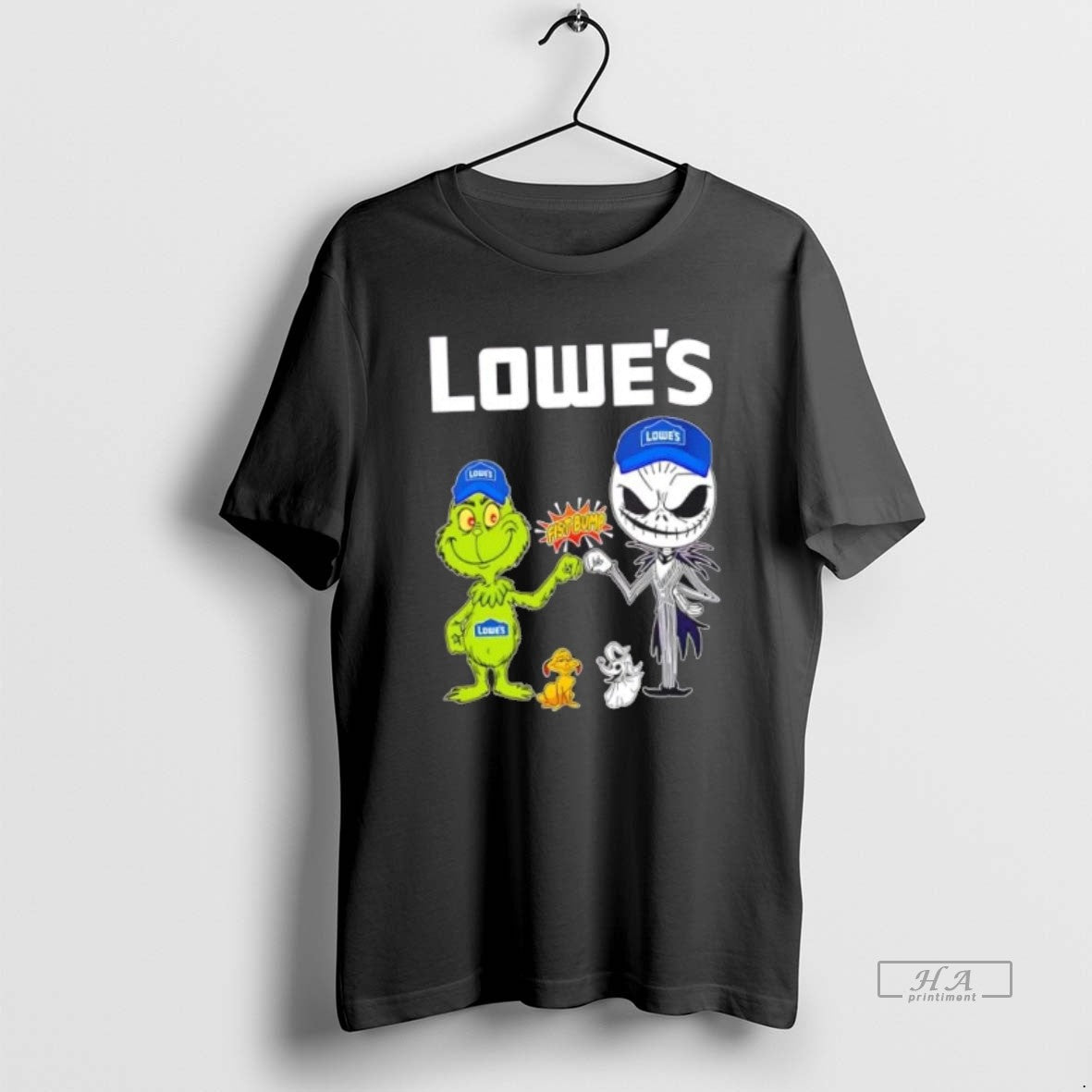 Official Lowes X Grinch Jack Skellington Fist Bump Uniwilling Friends T-Shirts, Hoodie, Sweatshirt - T-Shirt, Sweatshirt, Hoodie