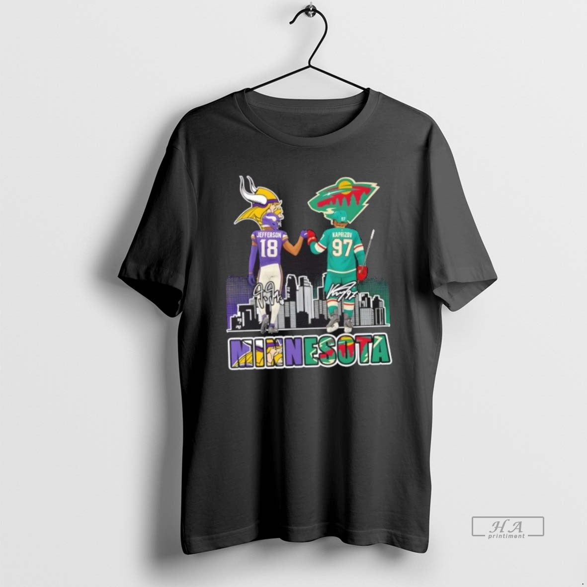Official Minnesota Sports Jefferson Vikings X Kaprizov Wild Skyline T-Shirts, Hoodie, Sweatshirt - T-Shirt, Sweatshirt, Hoodie