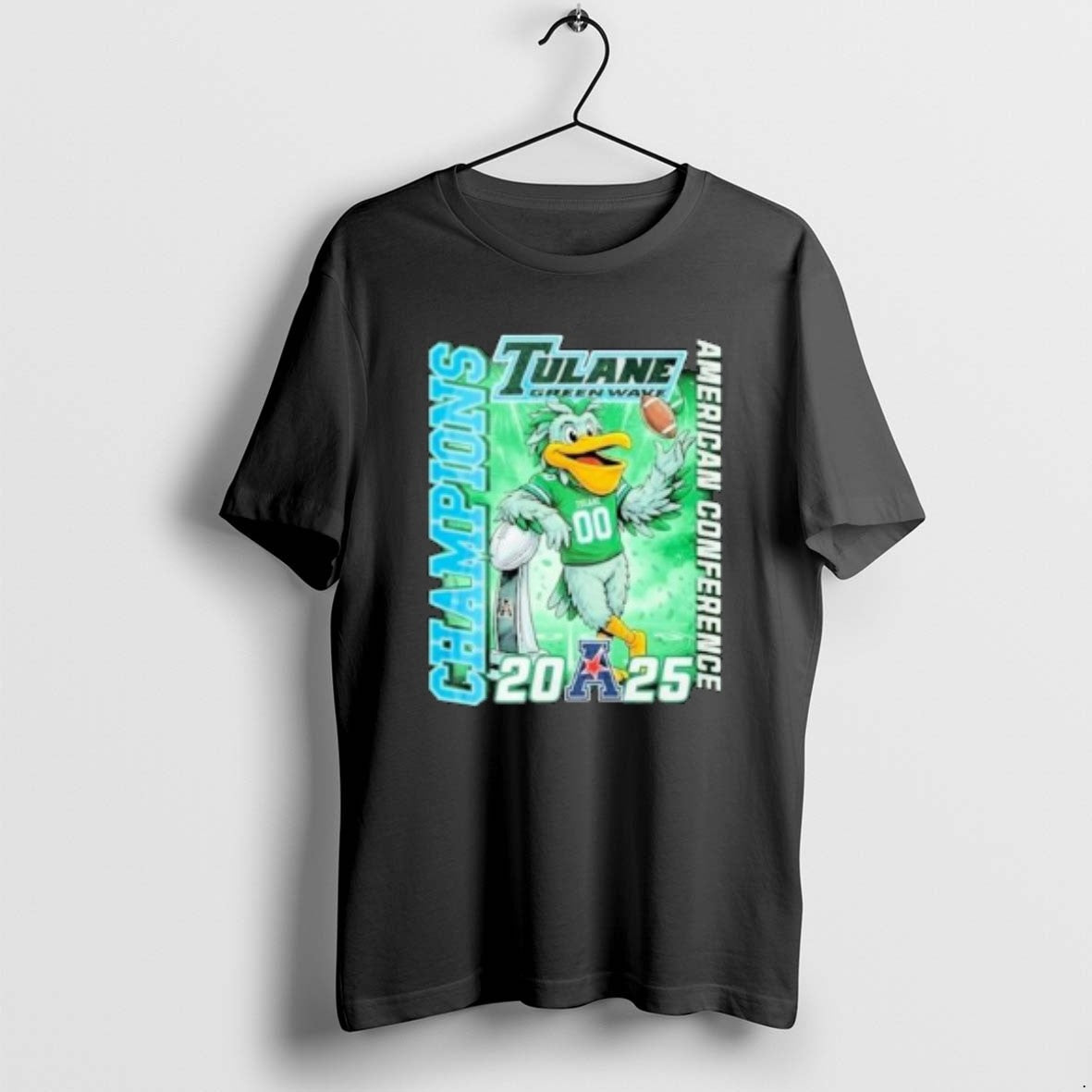 Official Tulane Green Wave 2025 American Conference Champion Mascot Circle Black T-Shirts, Hoodie, Sweatshirt - T-Shirt, Sweatshirt, Hoodie