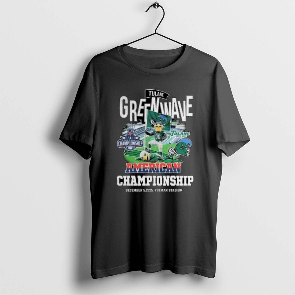 Official Tulane Green Wave American Championship December 5 2025 Yulman Stadium Circle Black T-Shirts, Hoodie, Sweatshirt - T-Shirt, Sweatshirt, Hoodie
