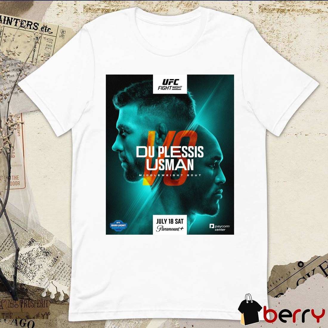 UFC Fight Night Dricus Du Plessis Vs Kamaru Usman Middleweight Bout July 18 2026 Poster t-shirt - T-Shirt, Sweatshirt, Hoodie