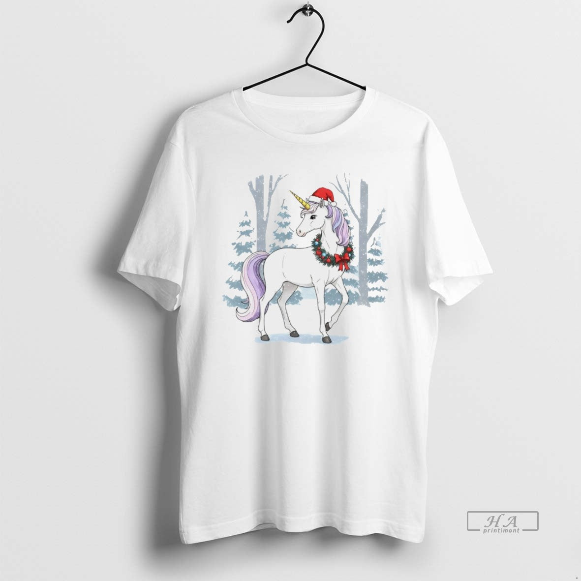 Official Unicorn Wreath Winter Forest White T-Shirts, Hoodie, Sweatshirt - T-Shirt, Sweatshirt, Hoodie
