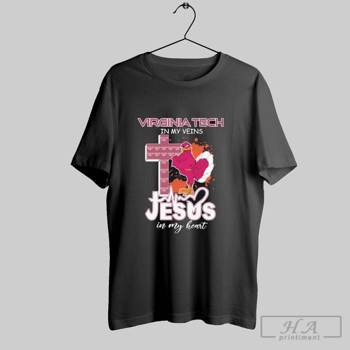 Official Virginia Tech Hokies My Veins Jesus My Heart Mascot T-Shirts, Hoodie, Sweatshirt - T-Shirt, Sweatshirt, Hoodie