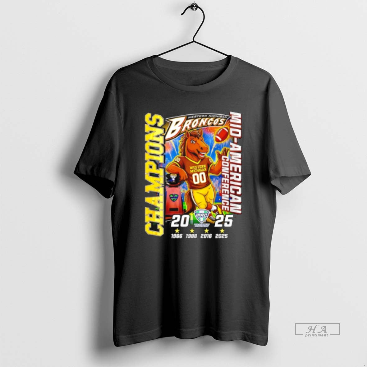 Official Western Michigan Broncos 2025 Mid American Conference Champions 4 Time Mascot T-Shirts, Hoodie, Sweatshirt - T-Shirt, Sweatshirt, Hoodie