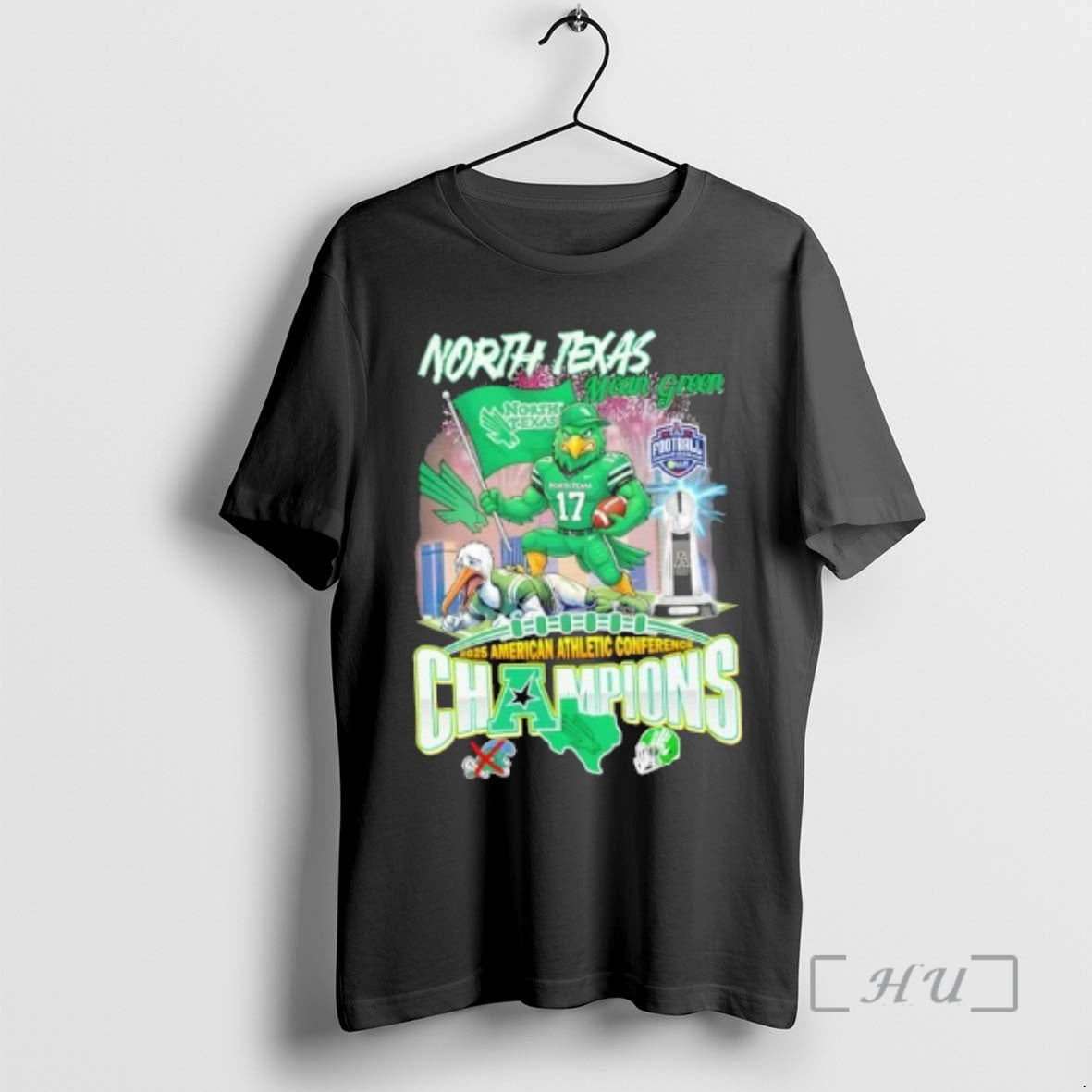 Officials 2025 American Athletic Conference Champions North Texas Mean Green Winner Mascot Skyline T-Shirts, Hoodie, Sweatshirt - T-Shirt, Sweatshirt, Hoodie