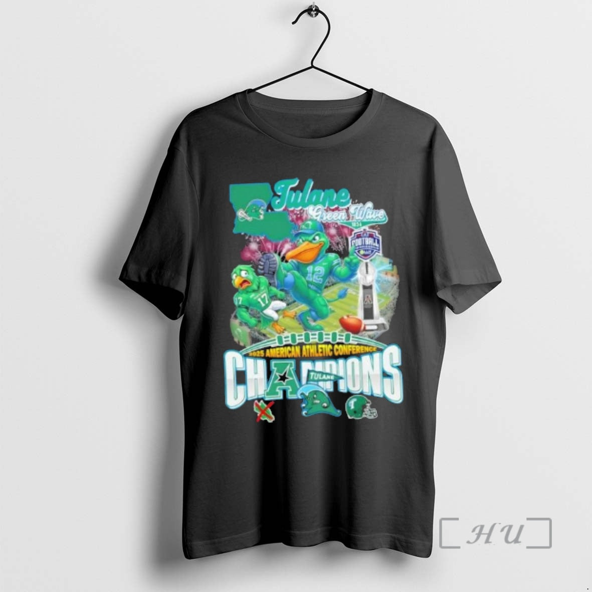 Officials 2025 American Athletic Conference Champions Tulane Green Wave Mascot T-Shirts, Hoodie, Sweatshirt - T-Shirt, Sweatshirt, Hoodie