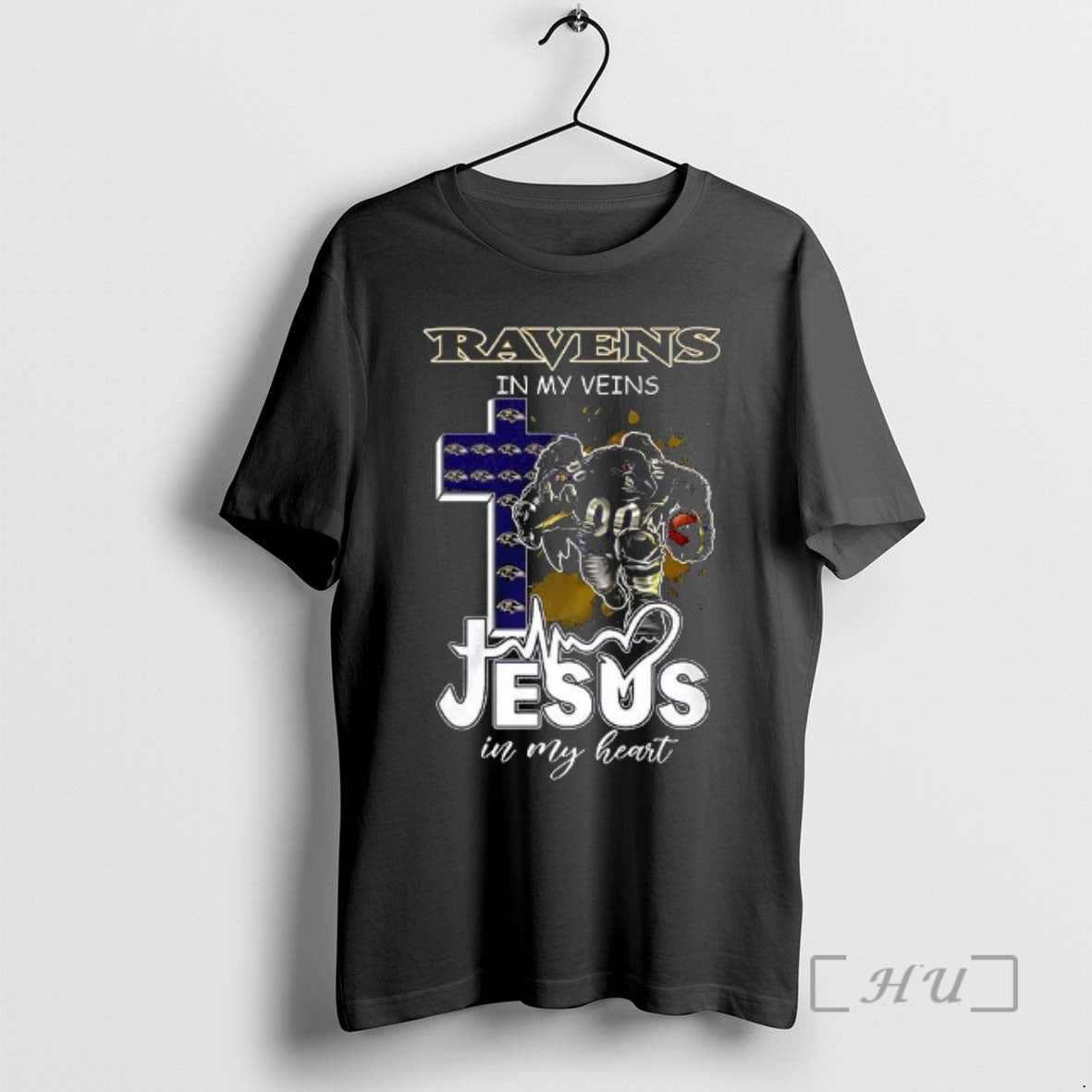 Officials Baltimore Ravens My Veins Jesus My Heart Mascot T-Shirts, Hoodie, Sweatshirt - T-Shirt, Sweatshirt, Hoodie