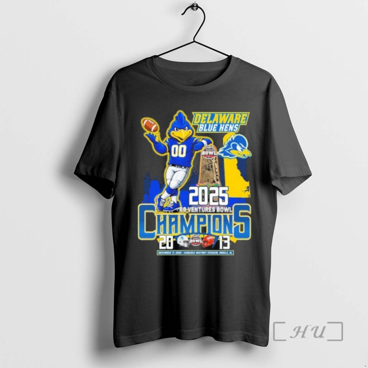 Officials Delaware Blue Hens Mascot 2025 68 Ventures Bowl Champions Score T-Shirts, Hoodie, Sweatshirt - T-Shirt, Sweatshirt, Hoodie