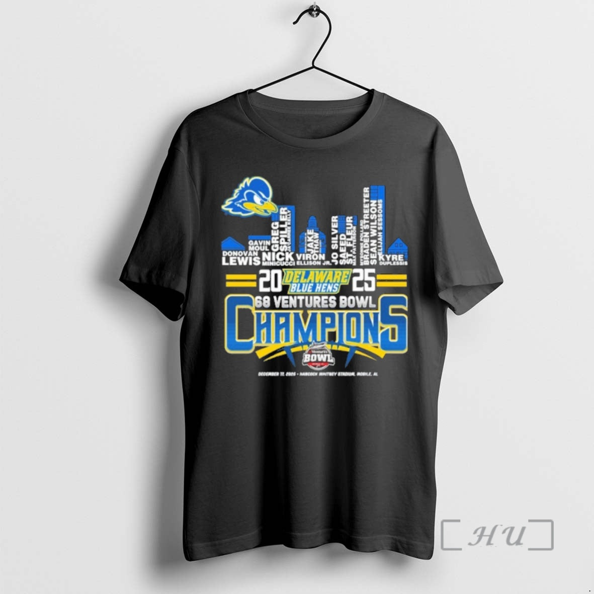 Officials Delaware Blue Hens Skyline Players Name 2025 68 Ventures Bowl Champions T-Shirts, Hoodie, Sweatshirt - T-Shirt, Sweatshirt, Hoodie