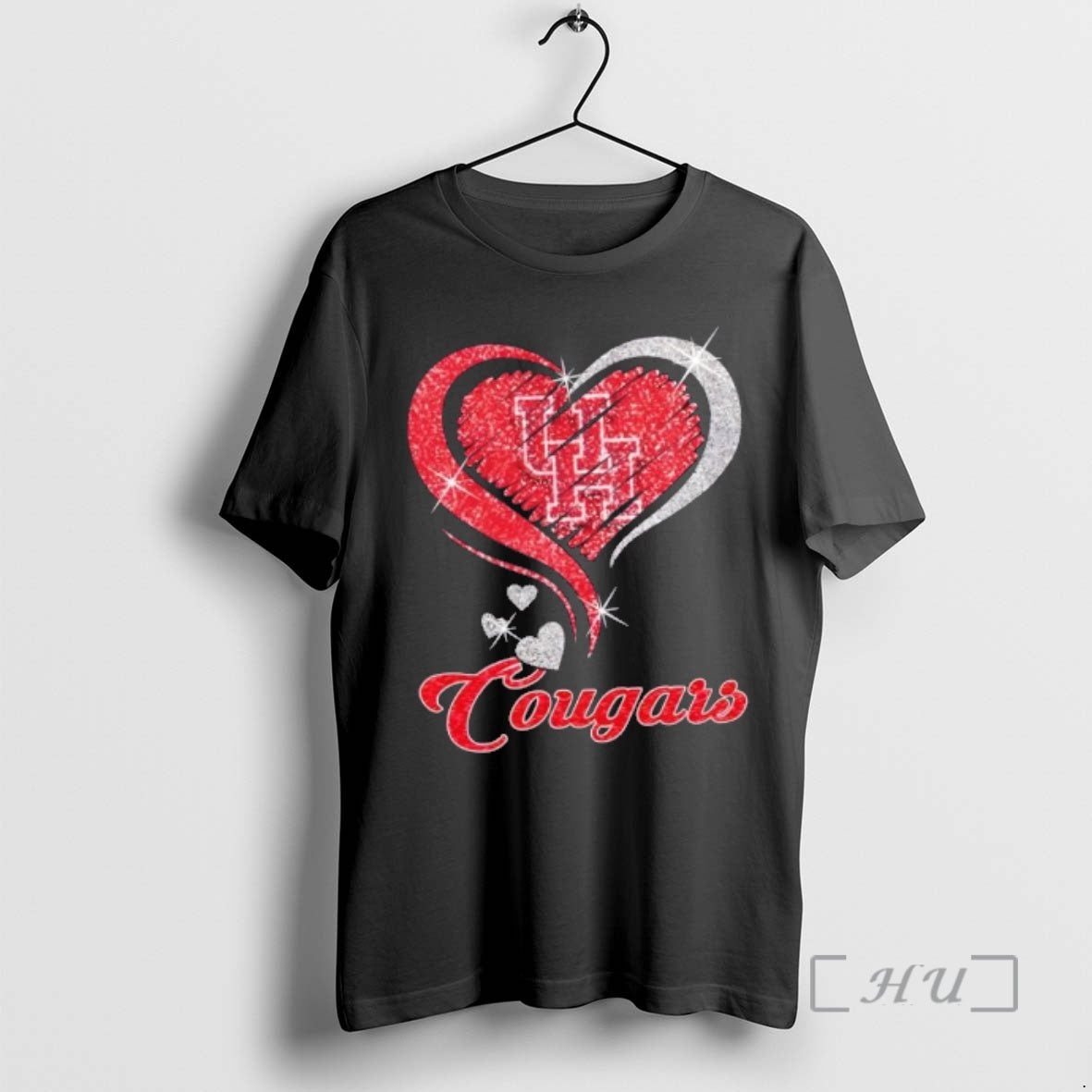 Officials Houston Cougars Football Glitter Heart Fans T-Shirts, Hoodie, Sweatshirt - T-Shirt, Sweatshirt, Hoodie