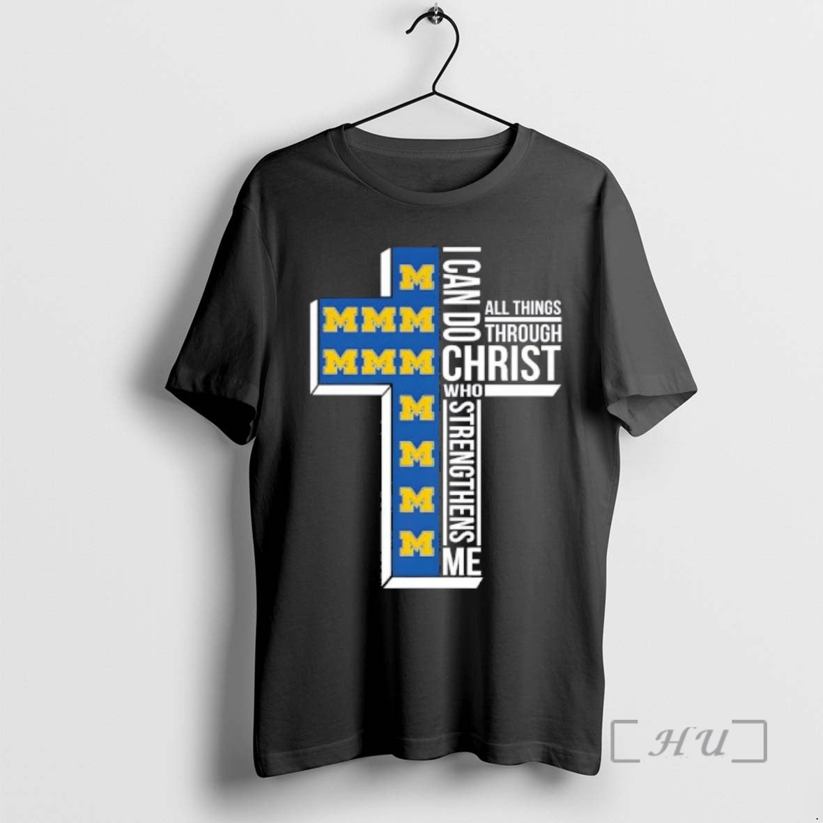 Officials I Can Do All Things Through Christ Who Strengthens Me Michigan Wolverines Basketball Cross T-Shirts, Hoodie, Sweatshirt - T-Shirt, Sweatshirt, Hoodie