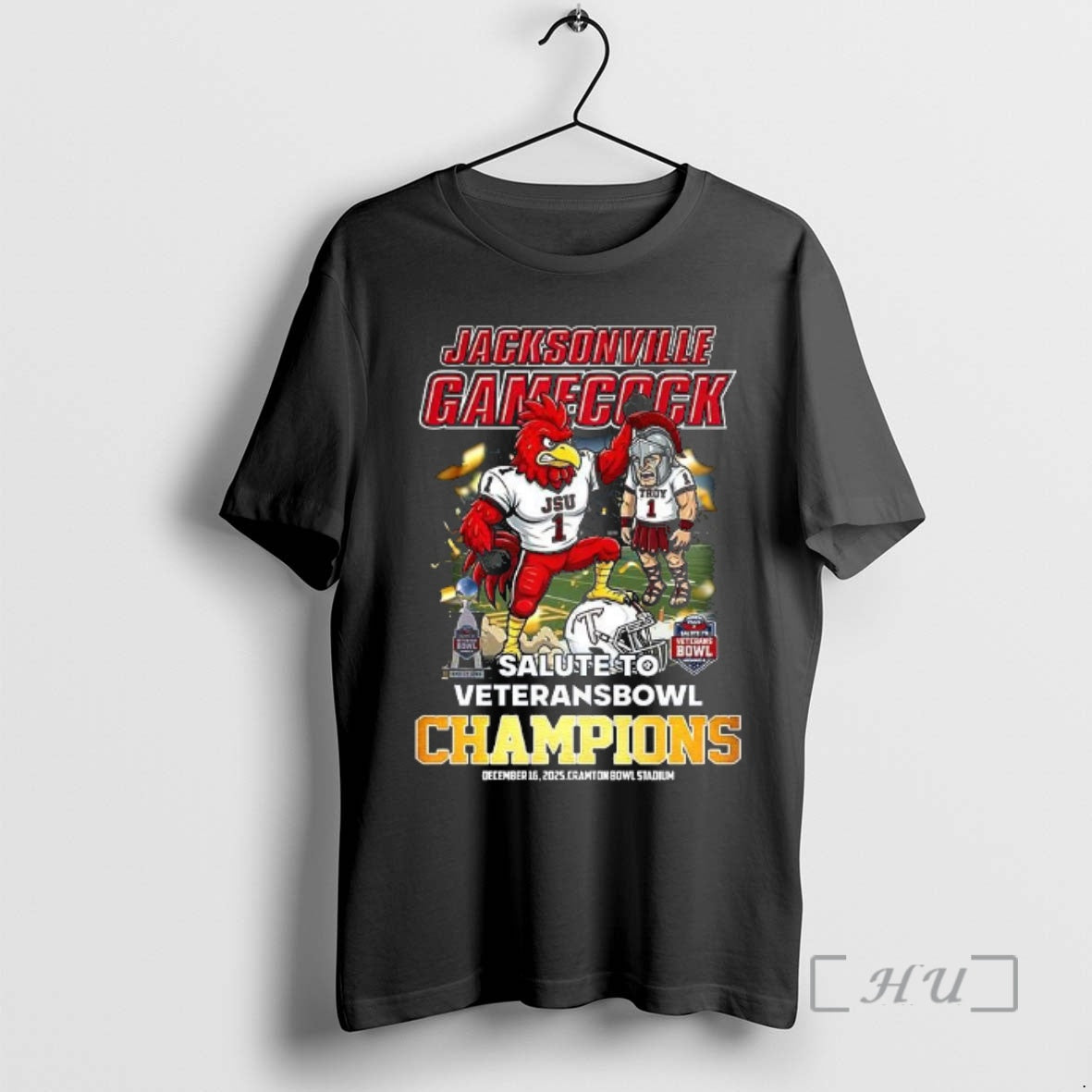 Officials Jacksonville State Gamecocks Beat Troy Trojans Ncaa Salute Veterans Bowl Champions Mascot T-Shirts, Hoodie, Sweatshirt - T-Shirt, Sweatshirt, Hoodie