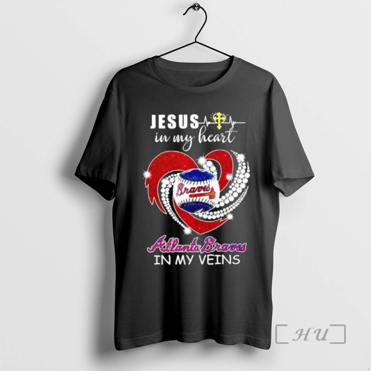 Officials Jesus My Heart Atlanta Braves My Veins T-Shirts, Hoodie, Sweatshirt - T-Shirt, Sweatshirt, Hoodie