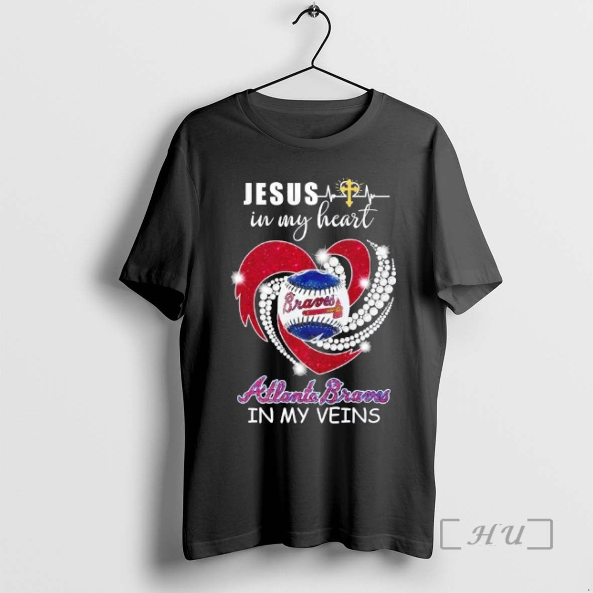 Officials Jesus My Heart Atlanta Braves My Veins Diamond Heart T-Shirts, Hoodie, Sweatshirt - T-Shirt, Sweatshirt, Hoodie