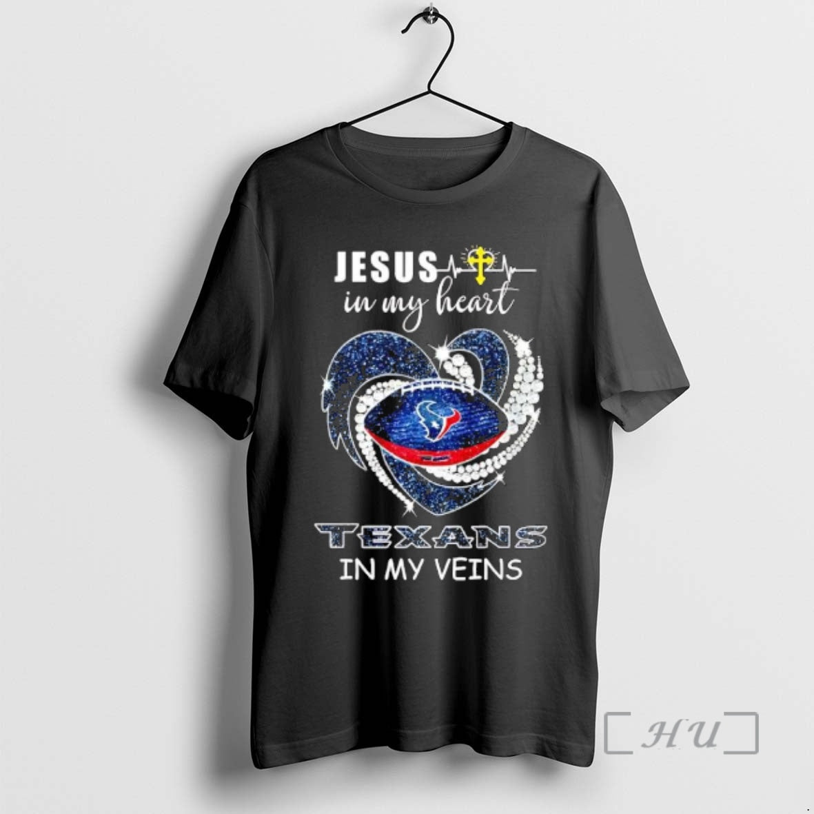 Officials Jesus My Heart Houston Texans My Veins Heartbeat T-Shirts, Hoodie, Sweatshirt - T-Shirt, Sweatshirt, Hoodie