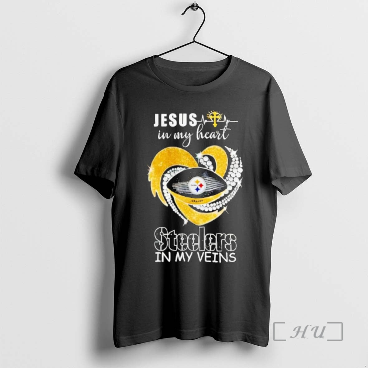Officials Jesus My Heart Pittsburgh Steeler My Veins Diamond T-Shirts, Hoodie, Sweatshirt - T-Shirt, Sweatshirt, Hoodie