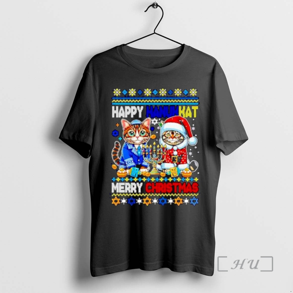 Officials Jewish Cats Happy Hanukkat Merry Xmas Ugly Ornaments T-Shirts, Hoodie, Sweatshirt - T-Shirt, Sweatshirt, Hoodie