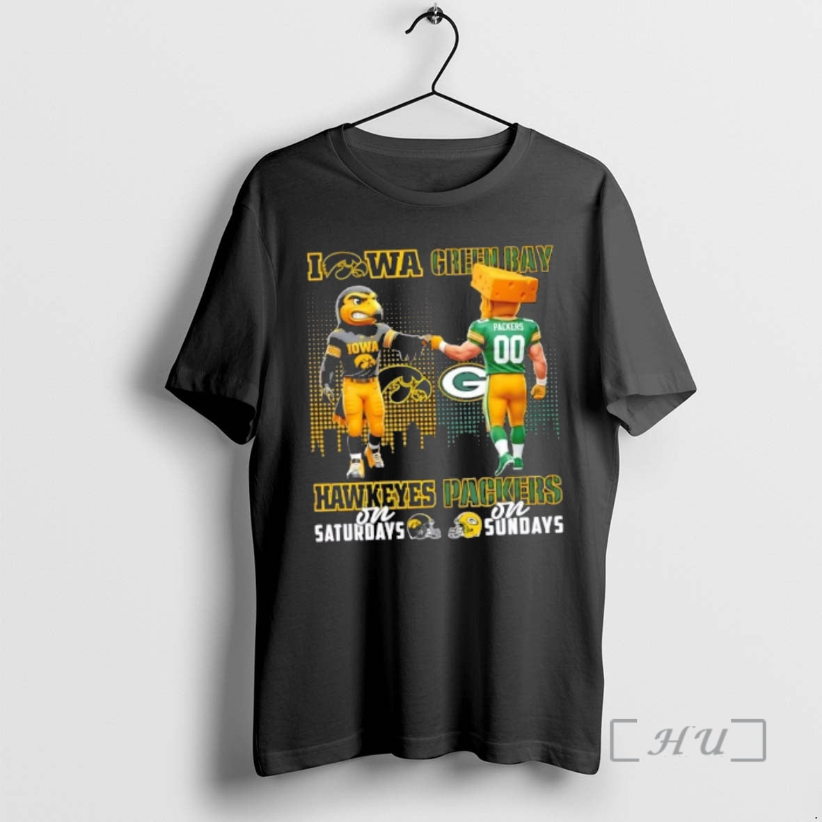 Officials Mascots Iowa Hawkeyes Saturdays X Green Bay Packers Sundays Skyline T-Shirts, Hoodie, Sweatshirt - T-Shirt, Sweatshirt, Hoodie
