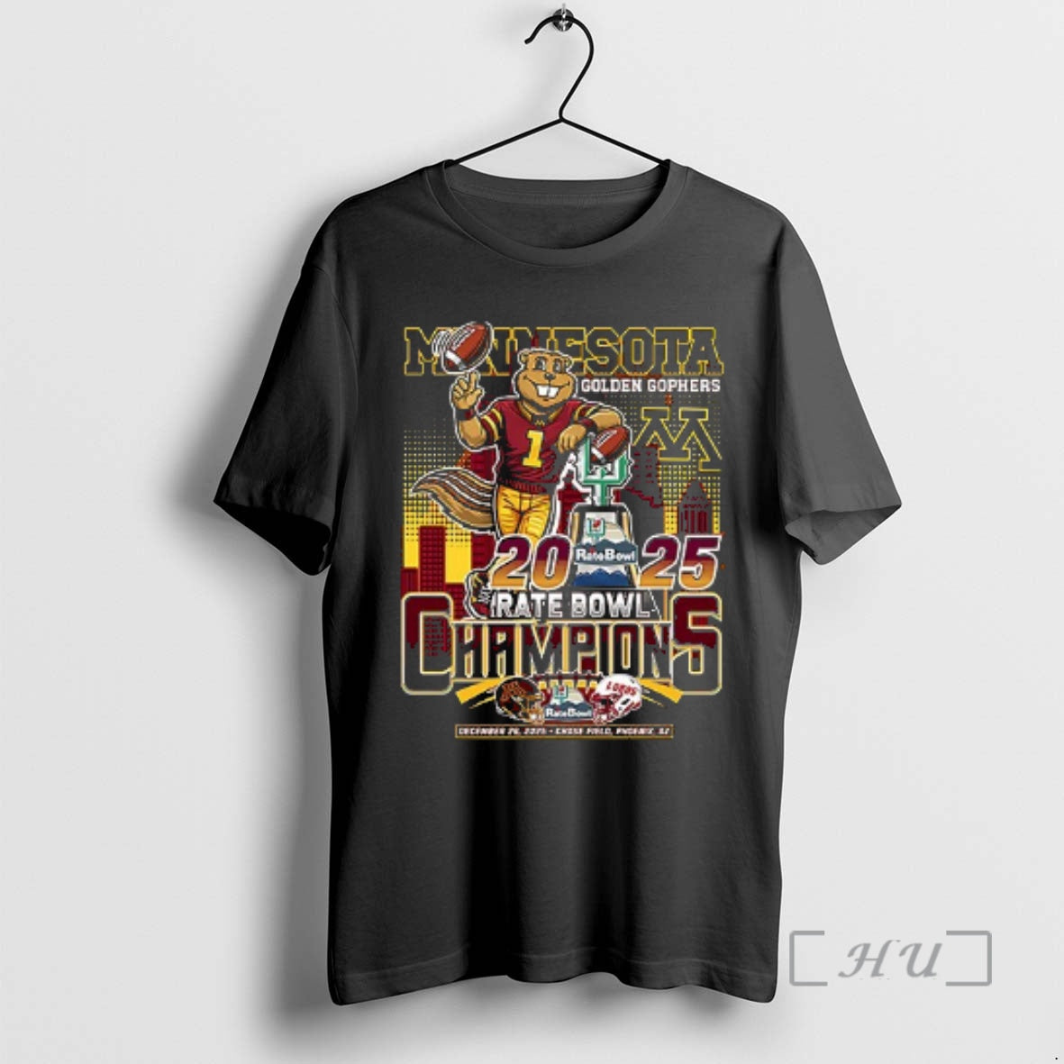Officials Minnesota Golden Gophers Rate Bowl Champions 2025 Name Roster Mascot Double Sided T-Shirts, Hoodie, Sweatshirt - T-Shirt, Sweatshirt, Hoodie