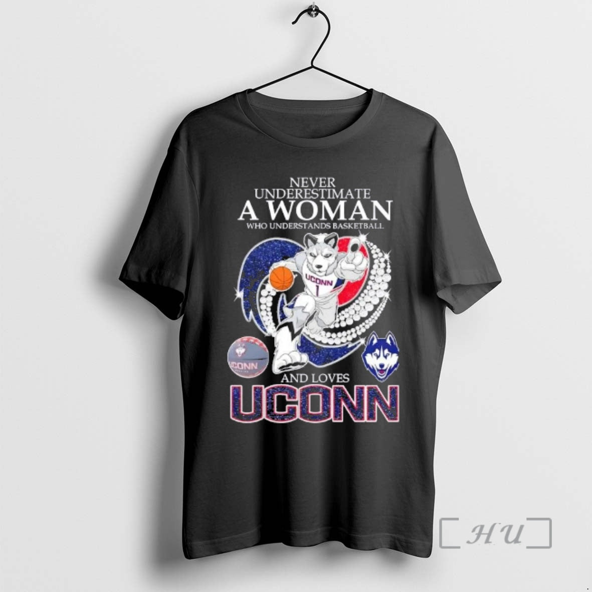 Officials Never Underestimate Woman Who Understands Basketball Loves Uconn Huskies Mascot Diamond Heart T-Shirts, Hoodie, Sweatshirt - T-Shirt, Sweatshirt, Hoodie