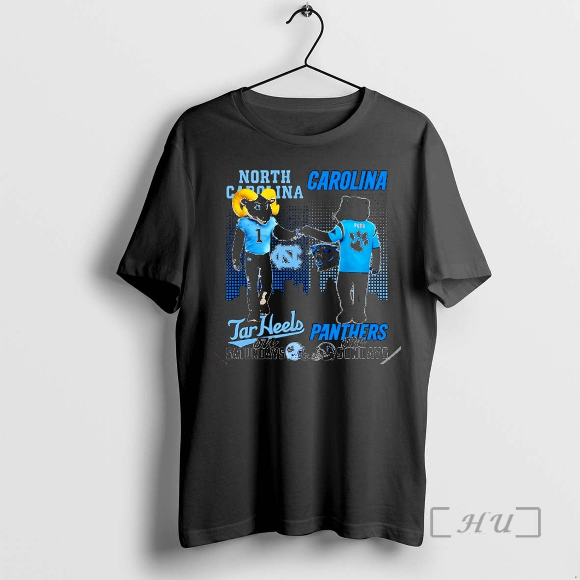 Officials North Carolina Tar Heels Saturdays Vs Carolina Panthers Sundays Mascot Skyline T-Shirts, Hoodie, Sweatshirt - T-Shirt, Sweatshirt, Hoodie