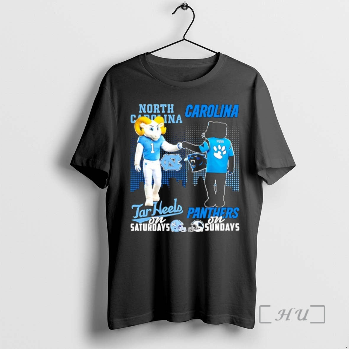 Officials North Carolina Tar Heels Saturdays Vs Carolina Panthers Sundays Mascot Skyline T-Shirts, Hoodie, Sweatshirt - T-Shirt, Sweatshirt, Hoodie