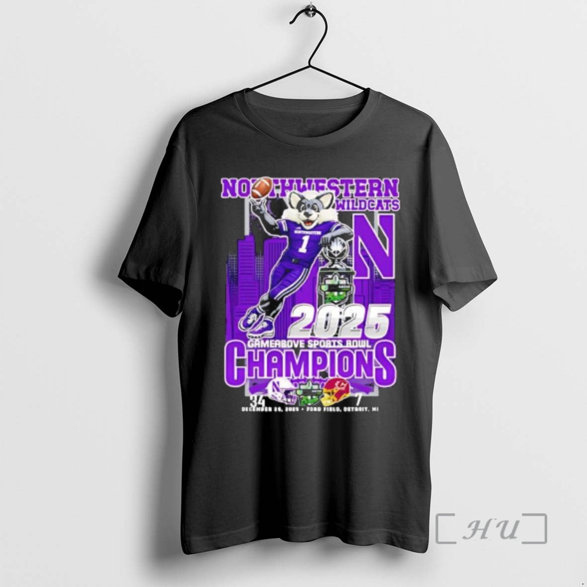 Officials Northwestern Wildcats 2025 Gamerbove Sports Bowl Champions Mascot T-Shirts, Hoodie, Sweatshirt - T-Shirt, Sweatshirt, Hoodie