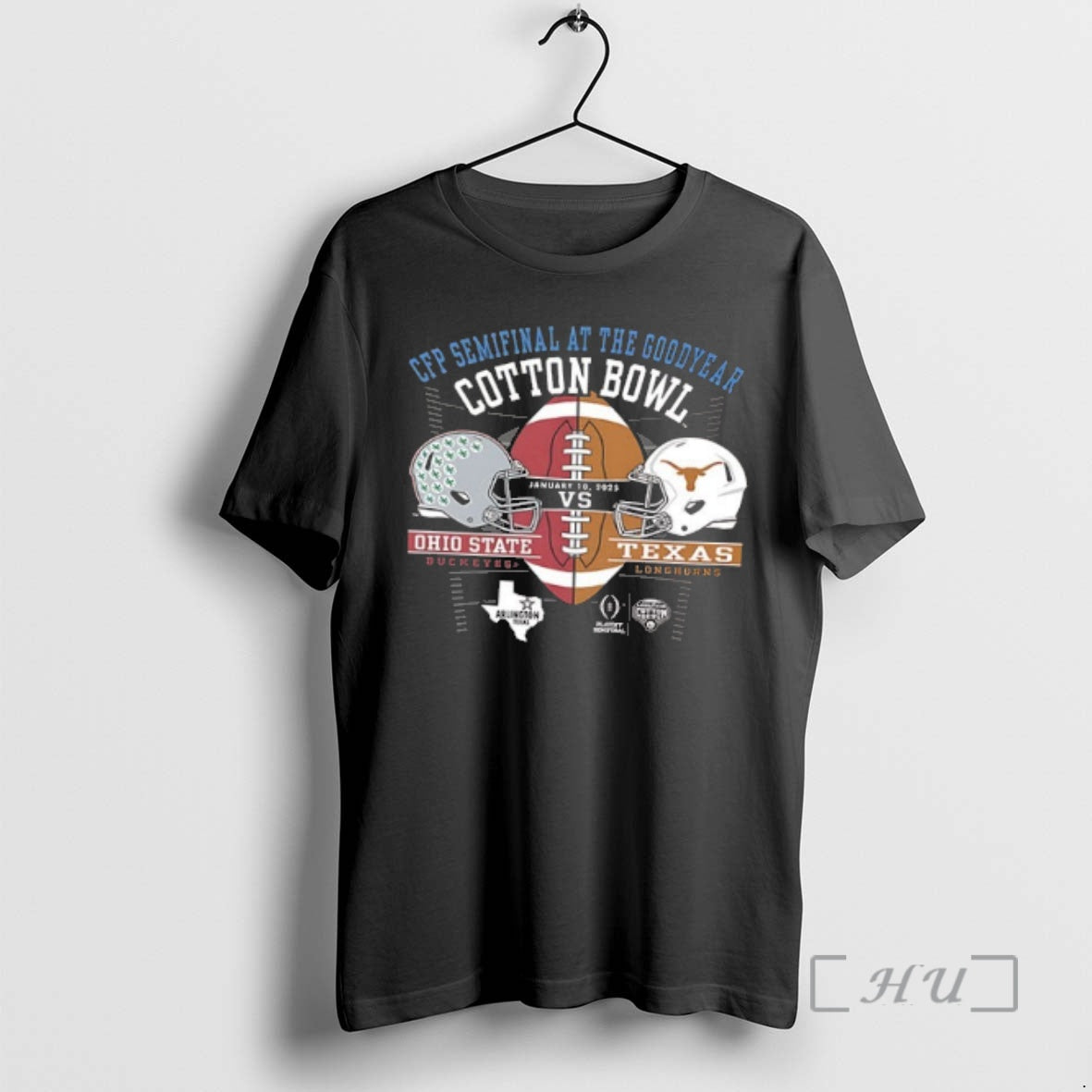 Officials Ohio State Vs Texas Cfp Semifinal Goodyear Cotton Bowl 2025 2 Sided T-Shirts, Hoodie, Sweatshirt - T-Shirt, Sweatshirt, Hoodie