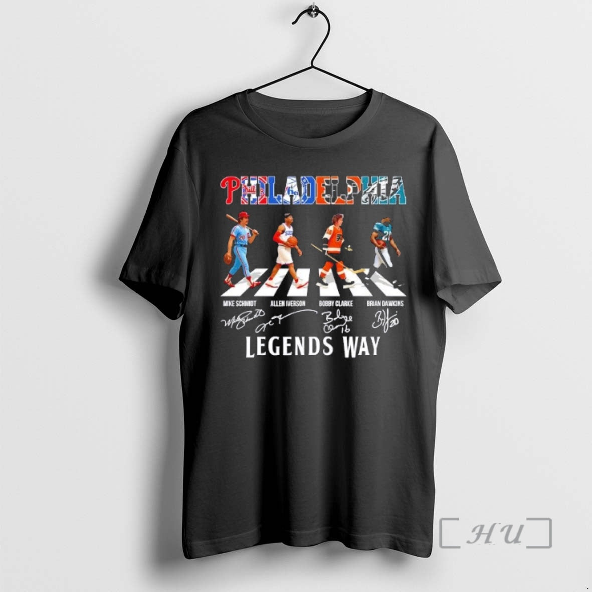 Officials Philadelphia Sports Mike Schmidt Allen Iverson Bobby Clarke Brian Dawkins Legends Way Signatures T-Shirts, Hoodie, Sweatshirt - T-Shirt, Sweatshirt, Hoodie