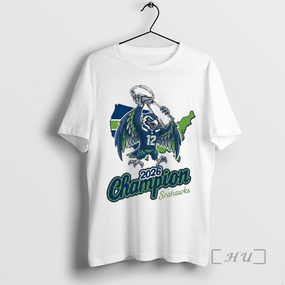 Officials Seattle Football 2026 Champion Hawk Mascot Trophy T-Shirts, Hoodie, Sweatshirt - T-Shirt, Sweatshirt, Hoodie