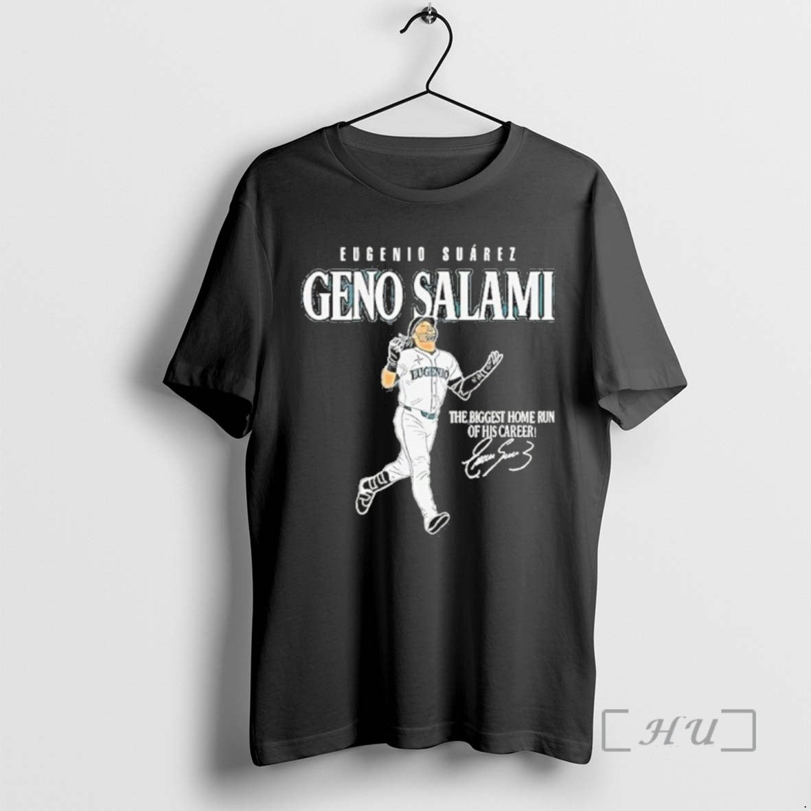 Officials Seattle Mariners Eugenio Suarez Genoa Salami Biggest Home Run His Career Signature T-Shirts, Hoodie, Sweatshirt - T-Shirt, Sweatshirt, Hoodie