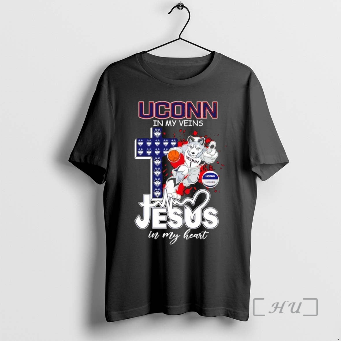Officials Uconn Huskies My Veins Jesus My Heart Cross Mascot T-Shirts, Hoodie, Sweatshirt - T-Shirt, Sweatshirt, Hoodie