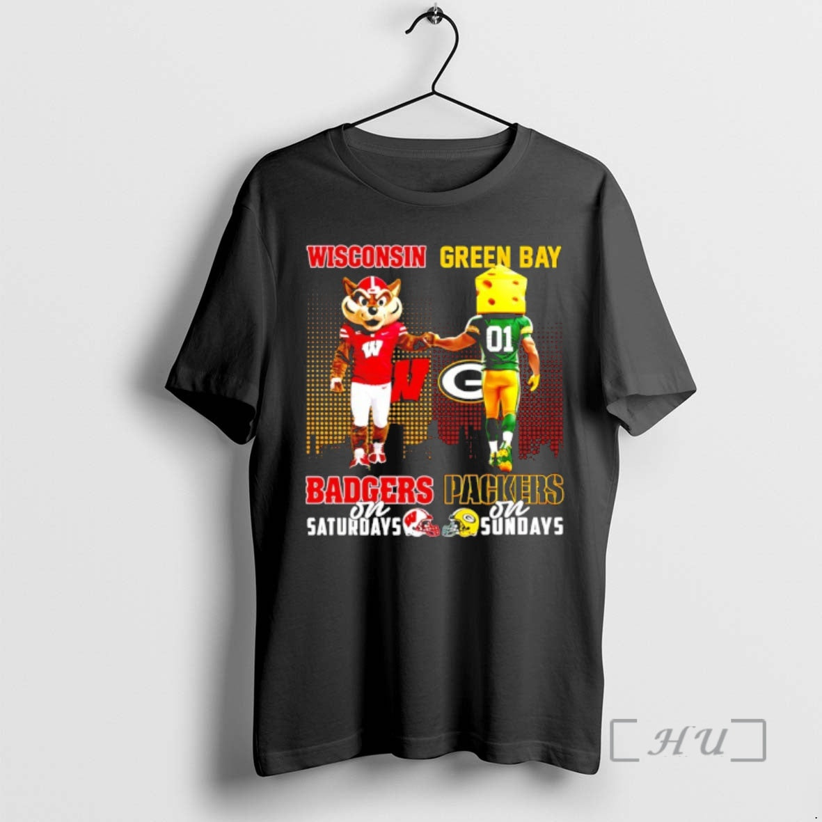 Officials Wisconsin Badgers Saturdays Vs Green Bay Packers Sundays Mascot Skyline T-Shirts, Hoodie, Sweatshirt - T-Shirt, Sweatshirt, Hoodie