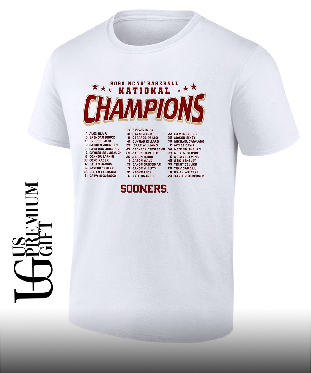 Oklahoma Sooners 2026 NCAA Baseball Mens College World Series Champions Roster shirt Unisex T-shirt, Sweatshirt, Hoodie, Long Sleeve Tee - T-Shirt, Sweatshirt, Hoodie