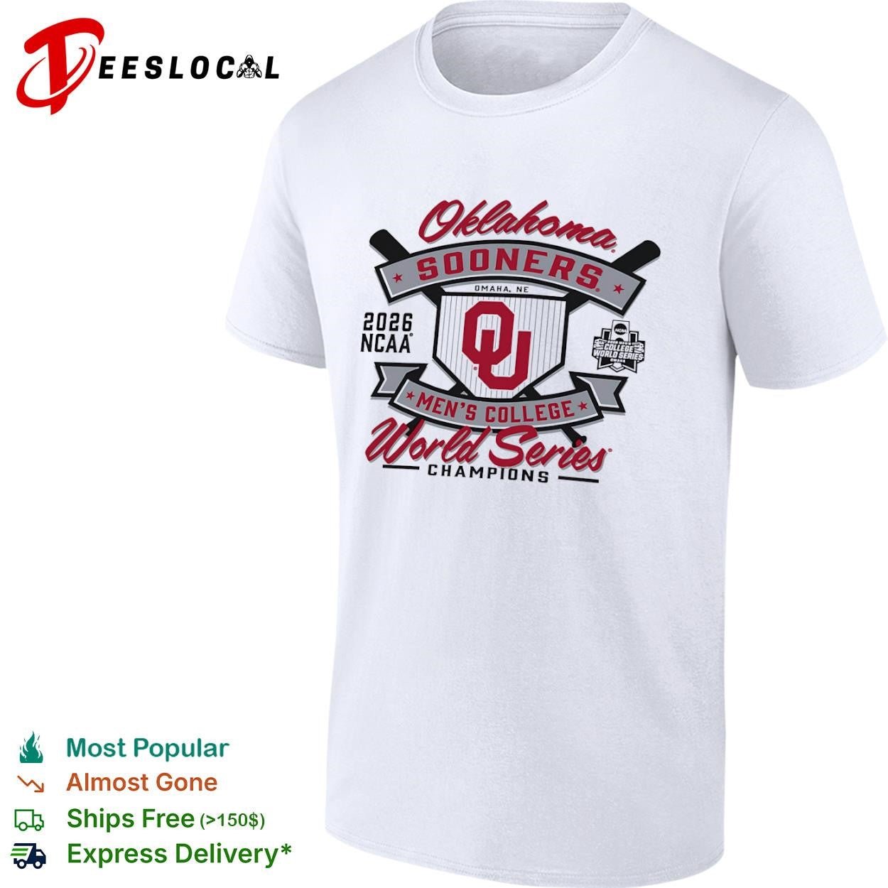 Oklahoma Sooners 2026 NCAA Men College World Series Champions Omaha NE shirt Unisex T-shirt, Sweatshirt, Hoodie, Long Sleeve Tee - T-Shirt, Sweatshirt, Hoodie